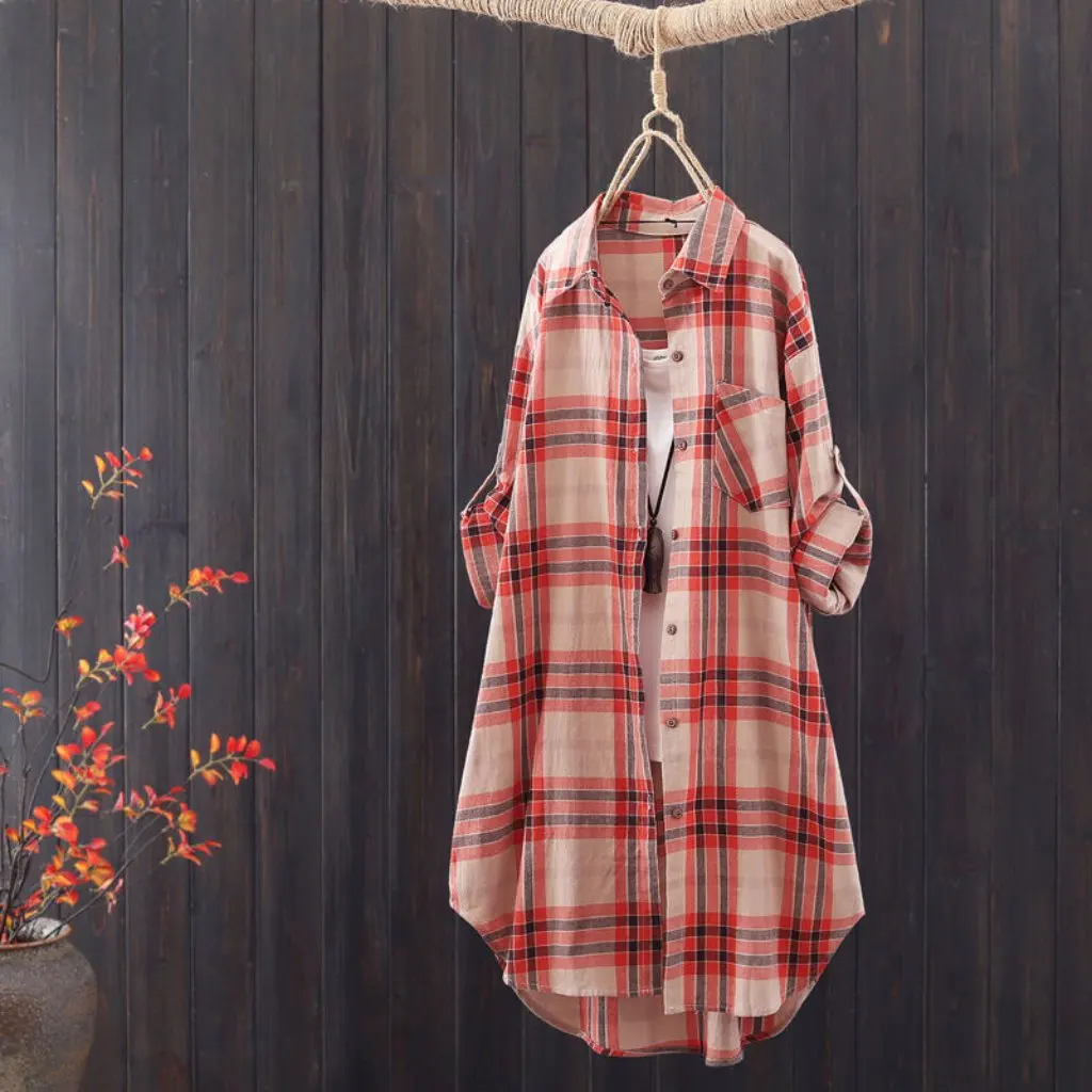 

Women's Mid-Length Striped Long-Sleeved Cardigan Loose Shirt Summer Sunscreen Thin Coat Top