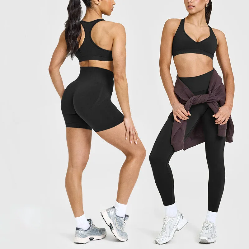

‌Seamless Yoga Bra with Padded Cups High-Waisted Yoga Shorts Gym Leggings - Compression Workout Running Cycling Pants For Women