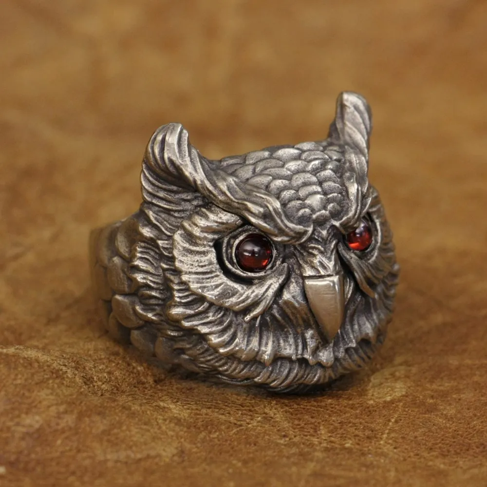 

Red CZ Eyes Cupronickel Owl Ring Biker Rock Punk Jewelry CP261 US Size 7~15