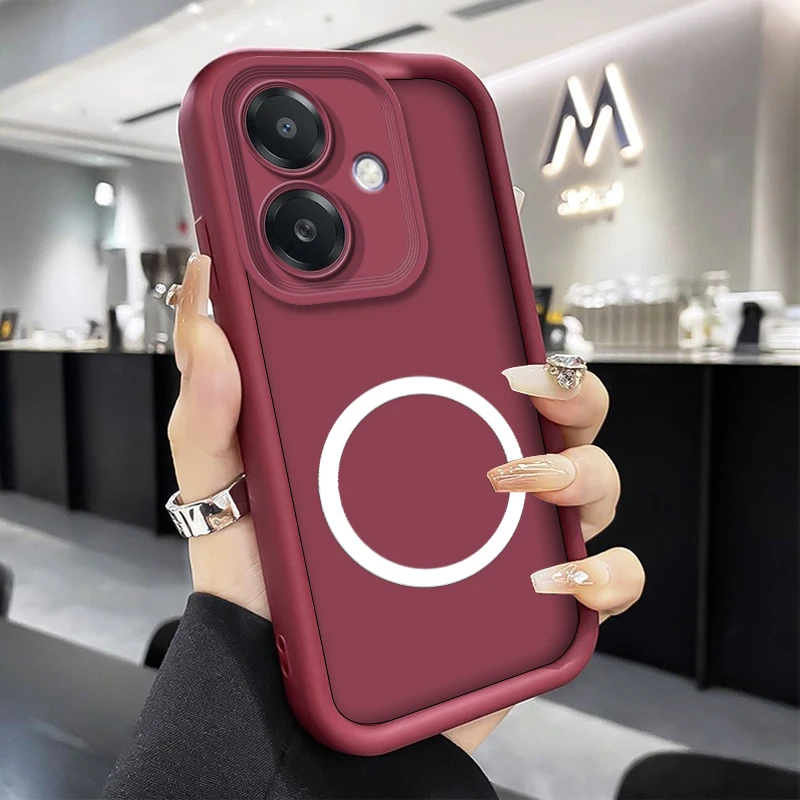 Phone Case For OPPO A3X A3 4G 5G  A 3X A3 Full Package Anti Drop Soft Silicone Protect Back Cover With Wireless Magnetic Sticker