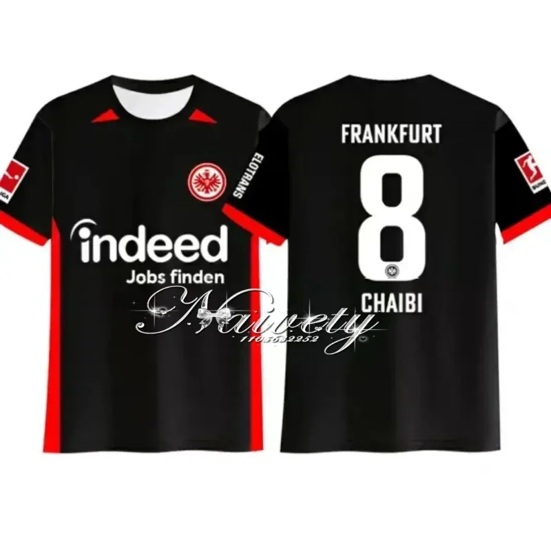 2025 جديد الصيف موضة فريق كرة القدم للرجال ثلاثية الأبعاد فرانكفورت مطبوعة عادية تنفس الجولة الرقبة تي شيرت الرياضة في الهواء الطلق الشارع العلوي #1