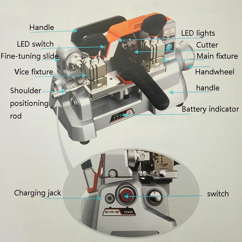 XP-009C Manual Key Manufacturing Machine Keys Duplicating Machine Key Copying Cutting Machine  Horizontal Milling Locksmith Tool