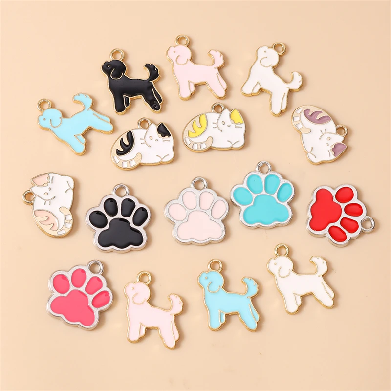 20 Stück Cartoon-Mix-Tier-Charms, Emaille-Hunde- und Katzen-Charms für Schmuckherstellung, Ohrringe, Anhänger, Halsketten, DIY-Bastelzubehör – Detail 3
