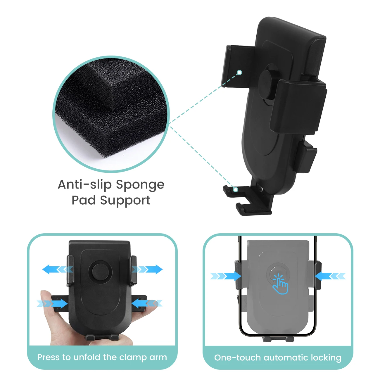 1PC Stroller Phone Holder, One-Hand Operation to Put On/Take Off Phone - 360 Degree Rotation