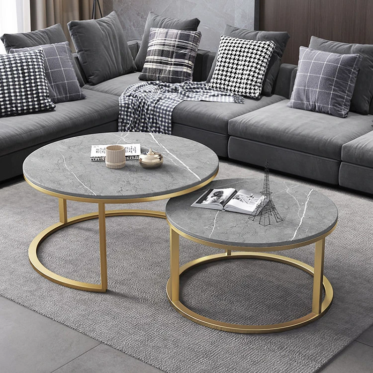 New Stainless Steel Golden Coffee Table Living Room Furniture Italian Luxury Design Marble Top Coffee Table