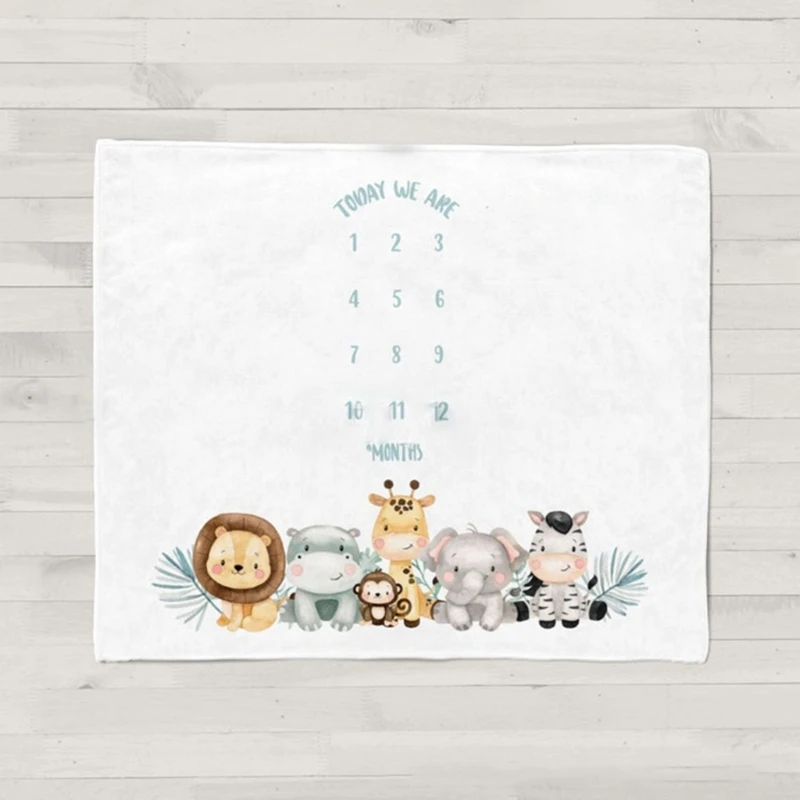 Baby Record Growth Milestone Blanket Newborn Animal Pattern Photography Props Backdrop Blanket Drop Shipping