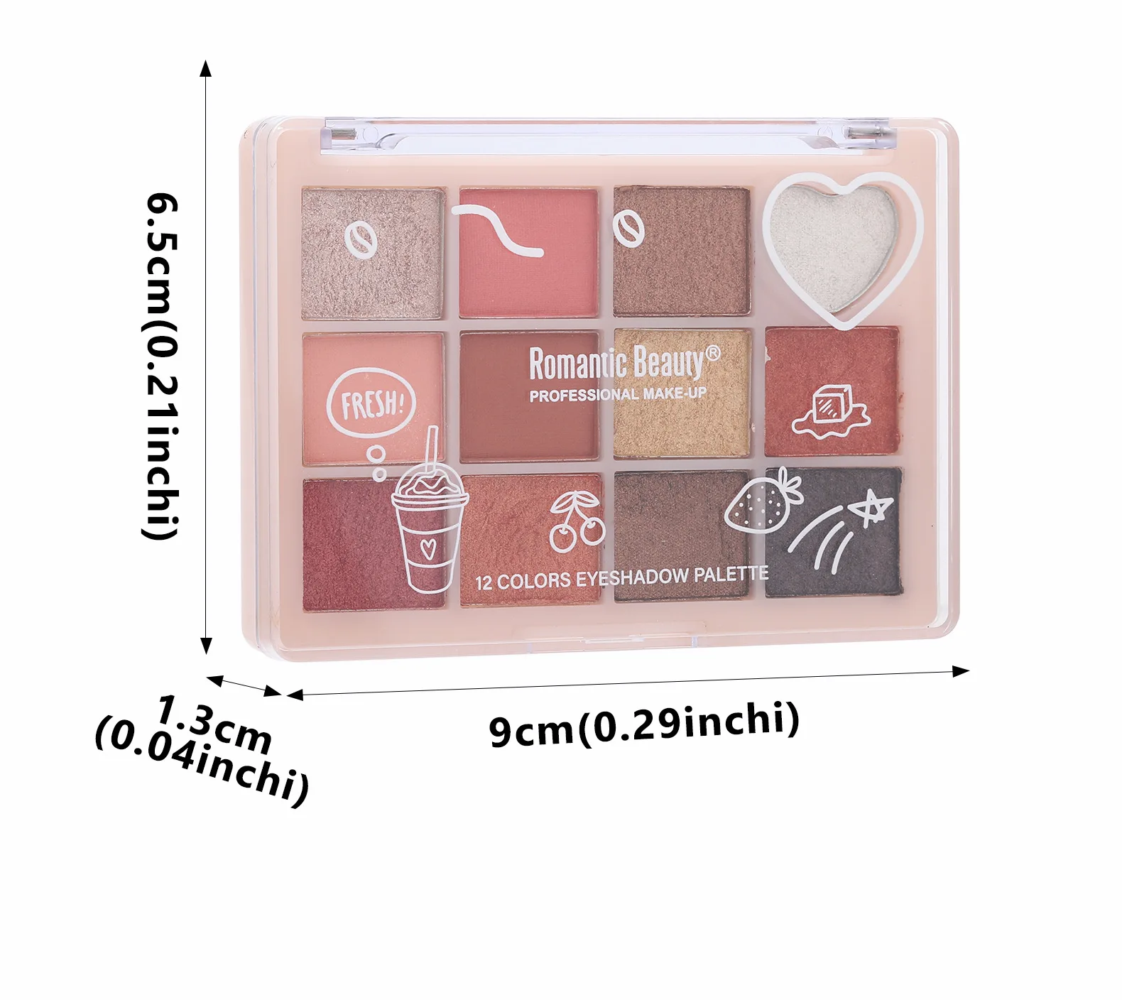 Palette di ombretti 12 in 1 - Design a cuore con marroni opache e luccicanti, micro-scintillanti morbidi, di lunga durata e altamente pigmentati