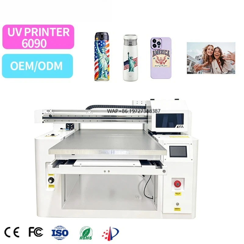 High-accuracy 6090 Uv Flatbed Printer Led Uv Machine Mug Phone Vision Positioning Uv Printer for Glass Board Printing