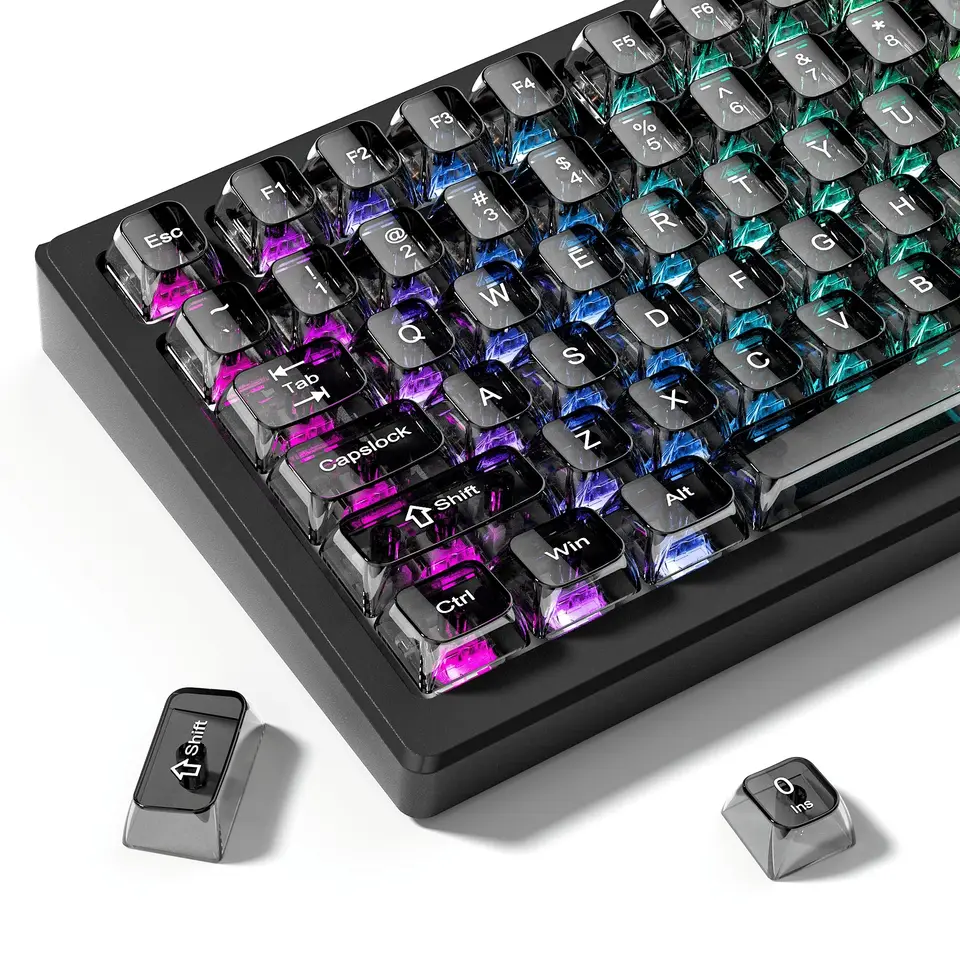透明キーキャップ　キーボード 115 キー黒透明クリアキーキャップクリスタルセラミック PC キー