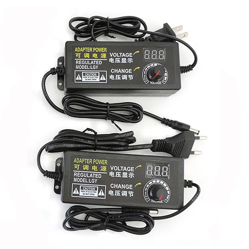 Universal AC/DC Adapter with Display Screen Adjustable Power Supply Adapter AC 100-220V to DC 3-24V 3A 3-12V 5A 3-24V 2A