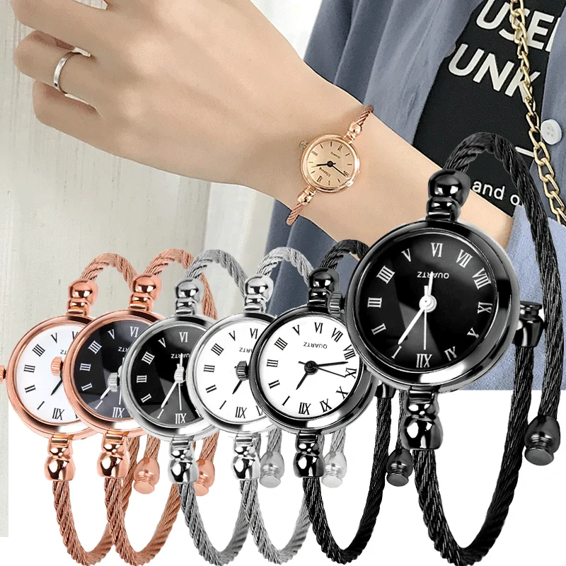 Luxe Dameshorloges Mode Goud Armband Rvs Retro Dames Quartz Polshorloges Ulzzang Merk Kleine Klok