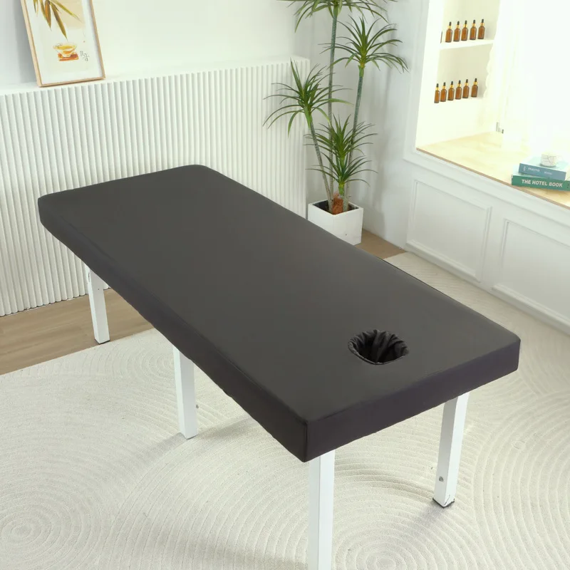 Solid Beauty Salon Bed Cover Skin-friendly Cotton Fitted Bed Sheet for SPA Massage Salon Bed with Holes