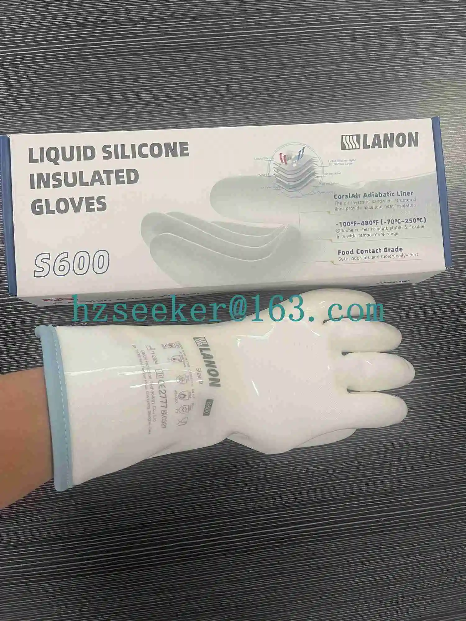 LANON S600 (1 Pair) 12 inch Waterproof, Cut-Resistant, High-Temperature & Cold-Resistant Liquid Silicone Dipped Gloves, 30 cm