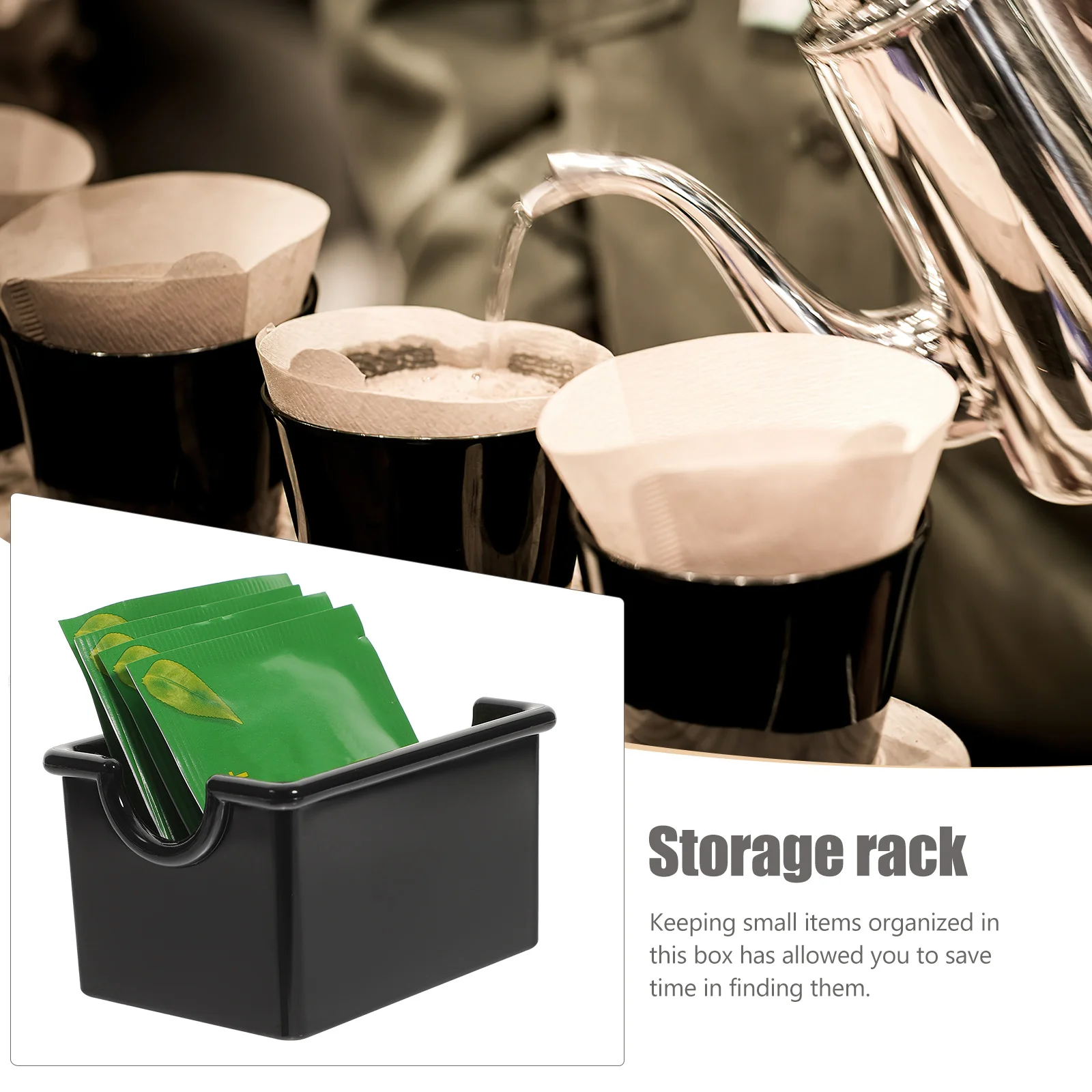 Caja de almacenamiento pequeña para bolsitas de té, cápsulas de café, organizador de dulces, soporte de plástico de escritorio, decoración de escritorio de cocina y oficina