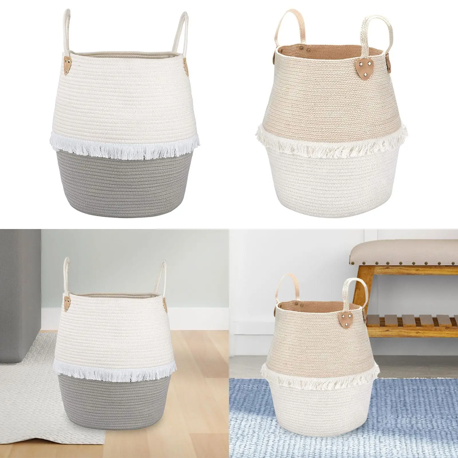 Laundry Basket Baby Nursery Hamper Toys Clothes Organizer Decorative Blanket Basket for Pillows Dorm Bathroom Toys Bedroom
