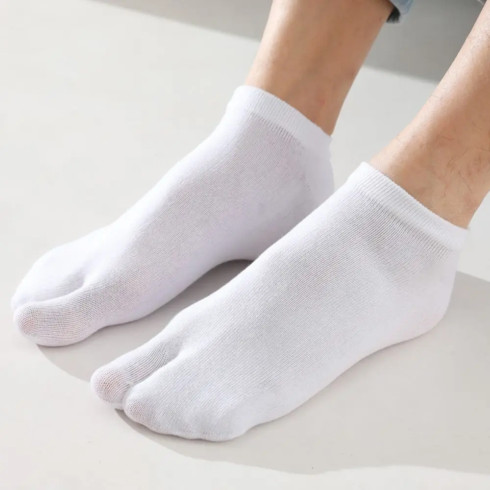 Cotton Couple Tabi Socks Solid Comfortable Breathable Two Toe Socks Women Men Non-slip Invisible Low Cut Boat Sock