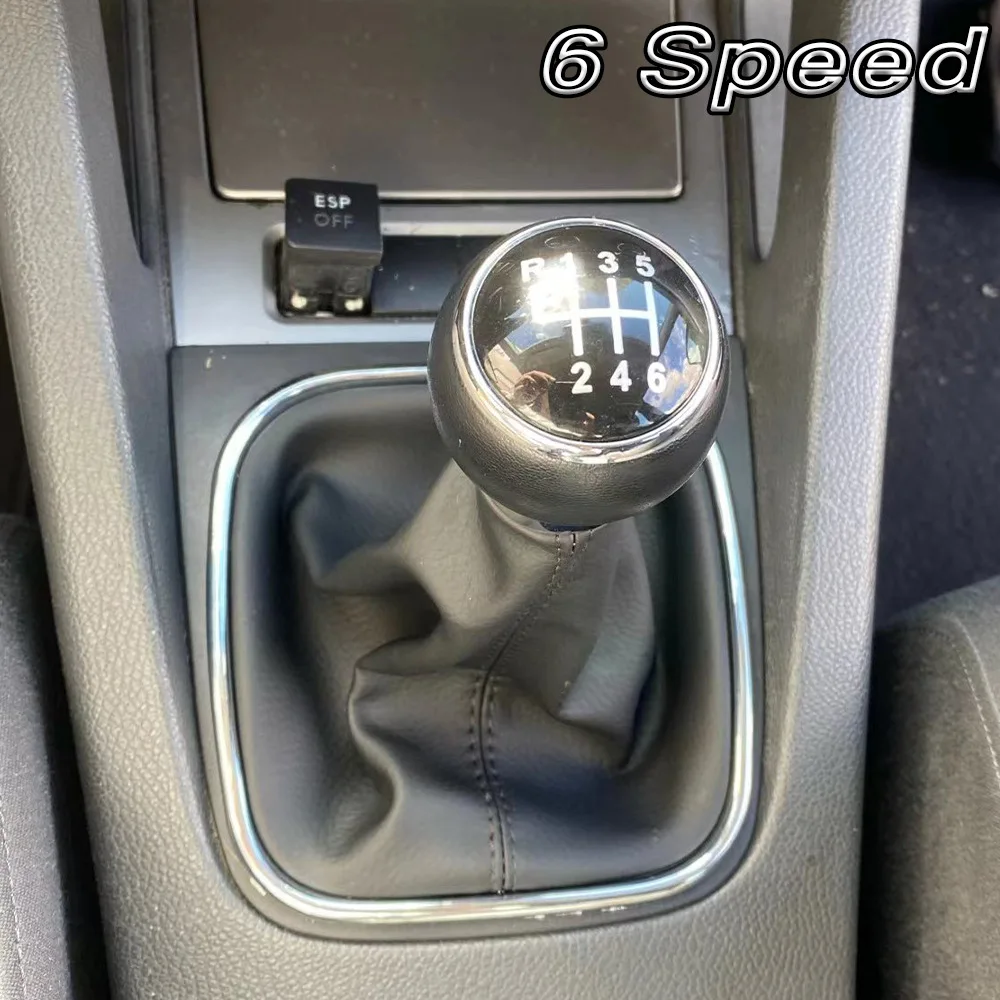For VW Golf 5 Golf 6 Jetta MK5 MK6 Gear Shift Knob 5/6 Speed Manual Shifter Handball with Leather Gaiter Boot Cover view 3