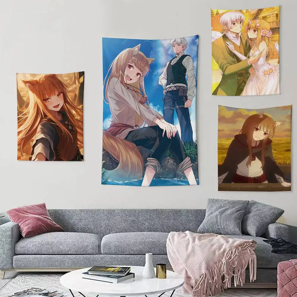 

Anime S-Spice and Wolf Flags Wall Hanging Background Art Banner for Bedroom Home Outdoor Decor