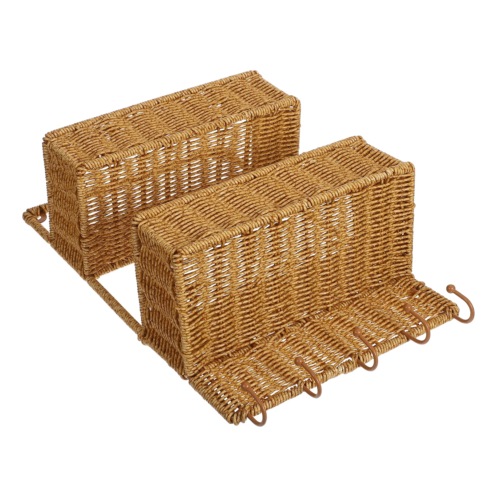 

1pcs Wall Shelf 2 Tiers Plastic Bathroom Kitchen Storage Organizer Hanging Basket Woven Fruit Baskets Without Drilling