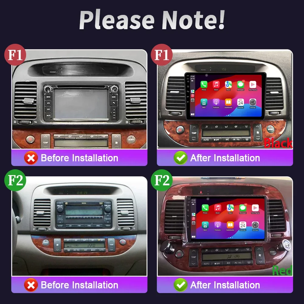 Wireless Carplay Screen Stereo For Toyota Camry 5 XV 30 2001-2006 Car Radio Multimedia Video Player Navigation Android 14 Auto