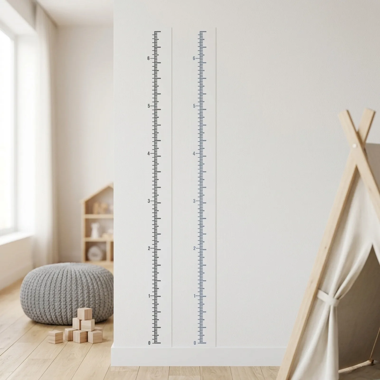 Children\\\'s Growth Chart Wall Stickers Set of Two Easy to Apply PVC Designs Suitable for Various Interior Styles