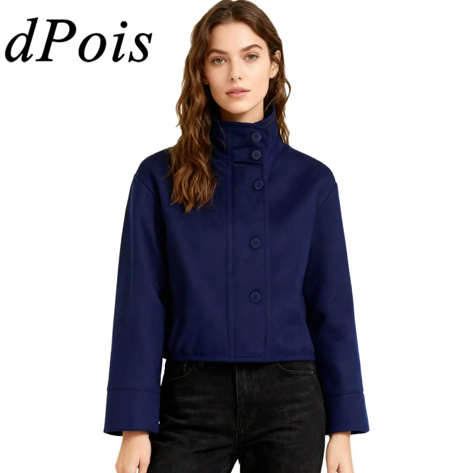 

Женская короткая куртка, верхняя одежда, пальто с воротником-стойкой, однобортные укороченные куртки, осенние пальто для повседневной повседневной женской верхней одежды