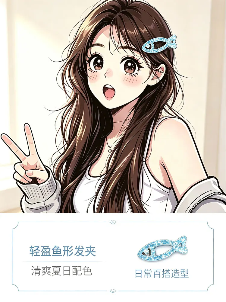 Cute Summer Icy Transparent Blue Fish Hair Clips, 2026 New Korean Style Bangs Barrettes, Sweet Side Fringe Hair Pins for Women D
