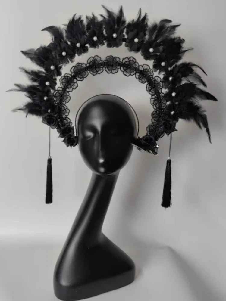 Nouveau dentelle dentelle plume mascarade balle vêtements accessoires modèle défilé scène Performance maquillage style couvre-chef femmes