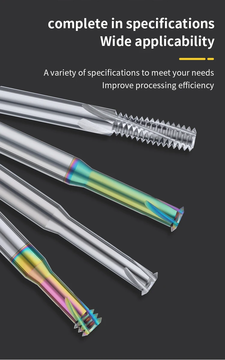 Imagem -06 - Dentes Completos de Carboneto Sólido Rosca Fresa Aço de Tungstênio para Alumínio Dlc Revestido M1.6 m2 M2.5 m3 m4 m5 m8 M10 M12 M14 M16
