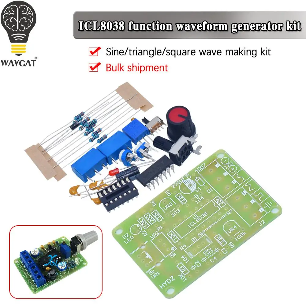 Модуль генератора сигналов ICL8038 с монолитной функцией, набор для самостоятельной сборки, синусоидальный квадратный треугольник, индуктор