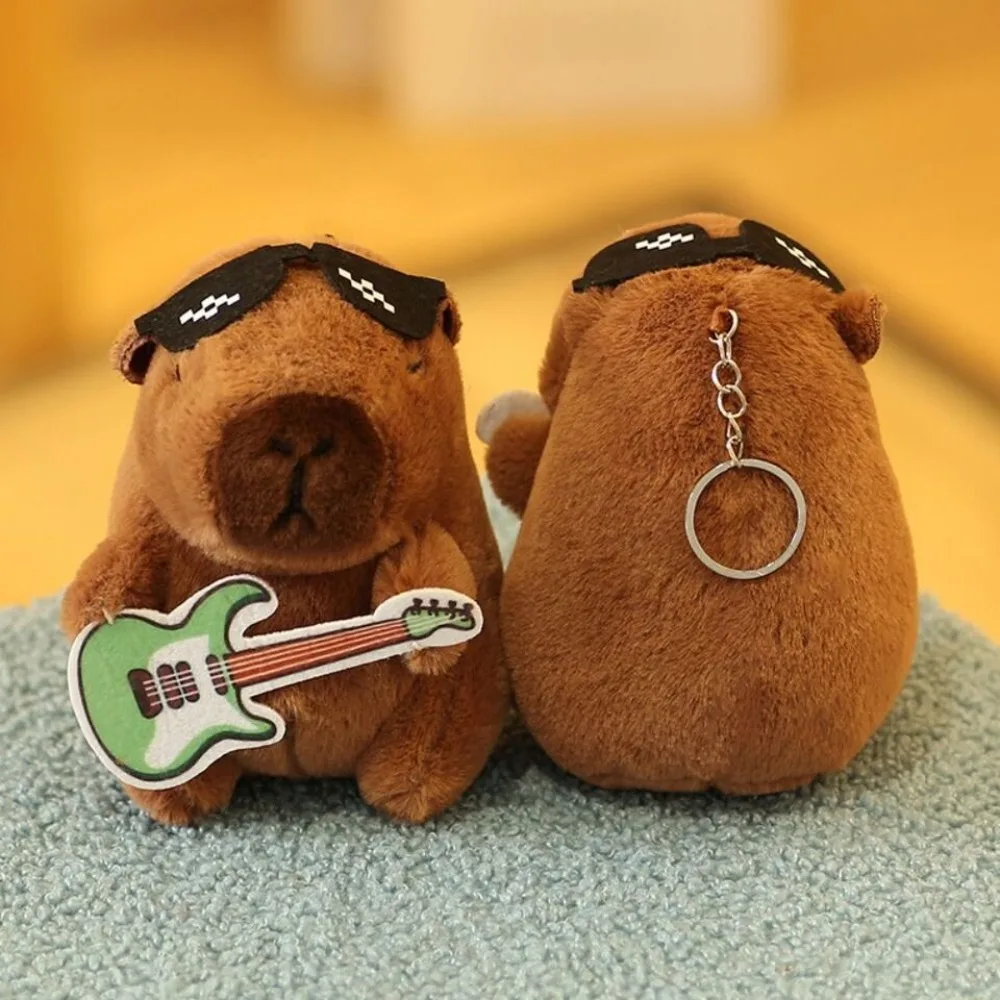 New Plush Toys Sunglasses Guitar Kapibara Pendant Soft Brown Rock Capibara Bag Hanging High-quality Capibala Doll Unisex