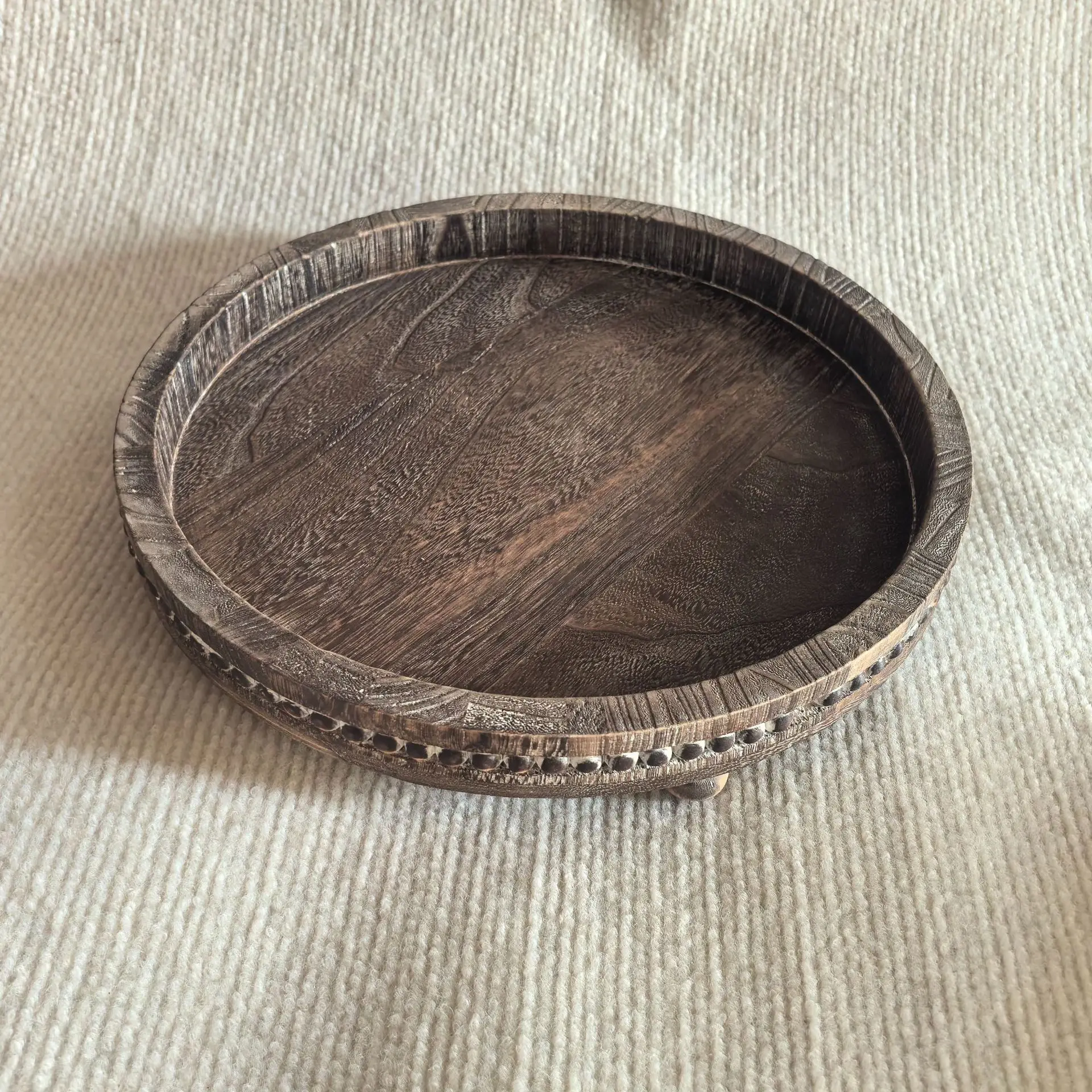 Round wooden decorative tray candle holder plate tray perfume jewelry soap holder coffee table