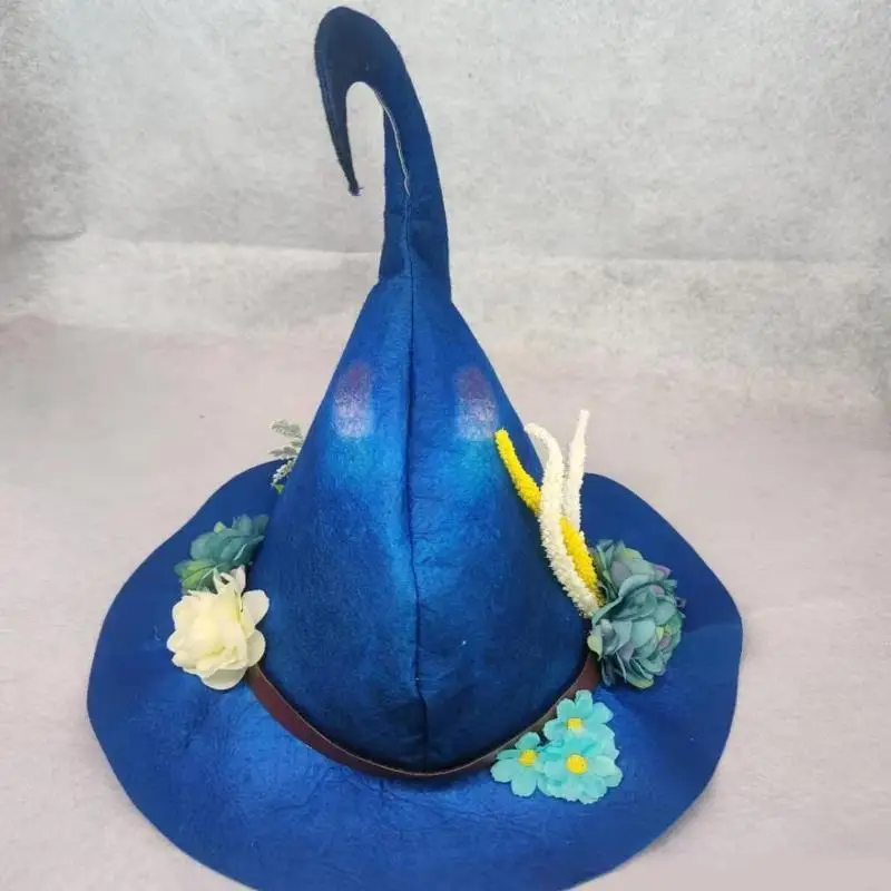 652f Kids para niños Sombreros bruja con flor Masca flores Curved Point Wizard Cosplay Disfraz cosplay Decoración