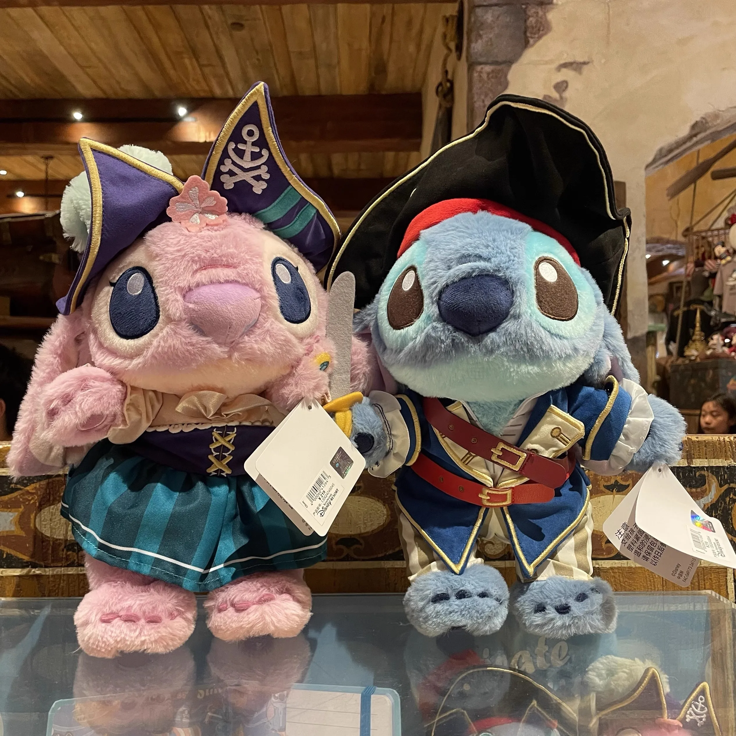 

Shanghai Disneyland's Pirate Stitch Angel Plush Toy Keychain Doll Valentine's Day Gift Souvenir