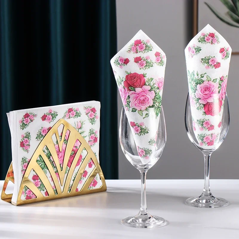 Food Grade Colored Paper Napkins Party Wedding Decoration Printed paper Placemats Wine Glass Folding Paper 20pcs/pac 2-Ply