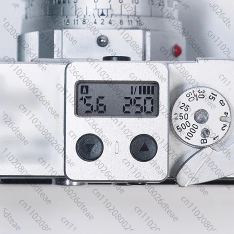 

Top-of-camera light meter silver metal case