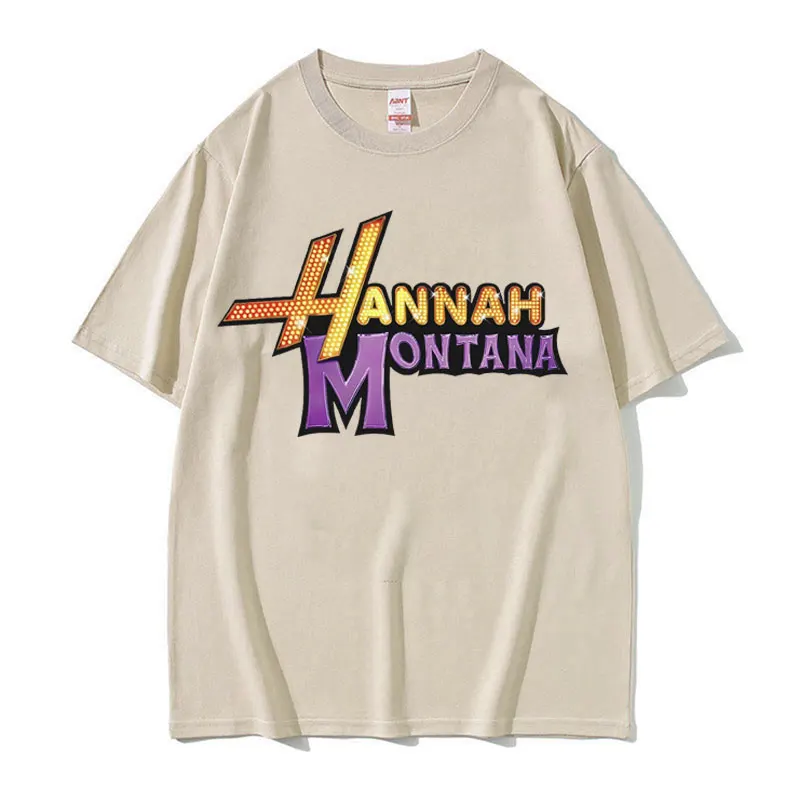 Nowa koszulka z logo Hannah Montana Mężczyźni Kobiety Letnia koszulka z krótkim rękawem Unisex Moda Estetyczny trend T-shirt Streetwear