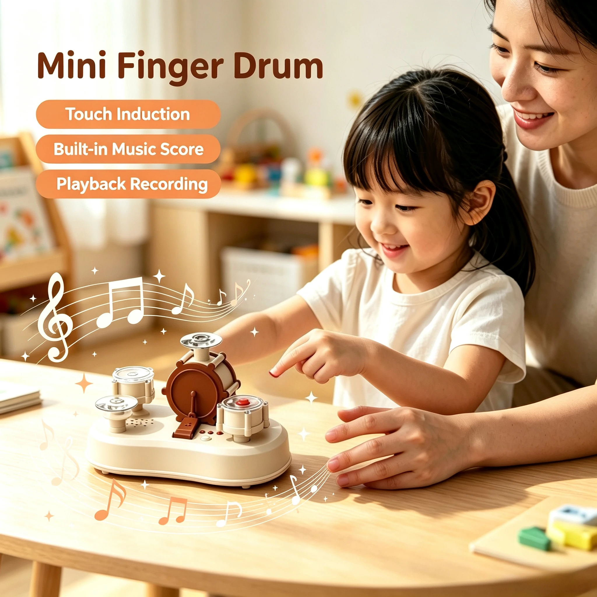 Musical Instrument No Touch - قطعة واحدة: لعبة طبلة جاز صغيرة