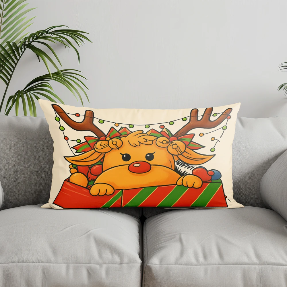 ديكور المنزل عيد الميلاد التماثيل المخدة الزخرفية مناسبة ل أريكة غرفة نوم سيارة وسادة غطاء وسادة وسادة الظهر مستطيلة #5