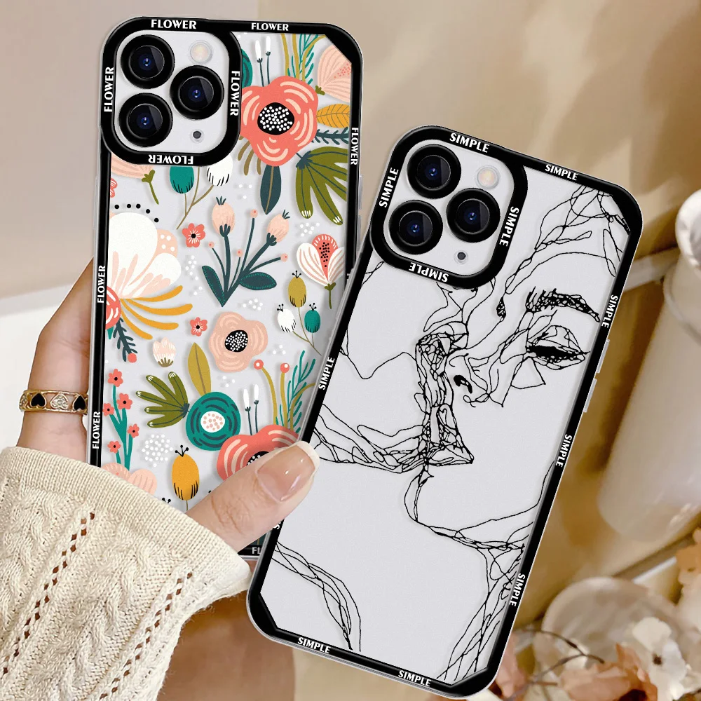 Transparent Flower Phone Case For Vivo Y32 Y91C Y33S Y21 Y21S Y90 Y31 Y53S Y51 Y50 Y30 Y93 Y95 Y19 Y15S Soft Clear Back Cover