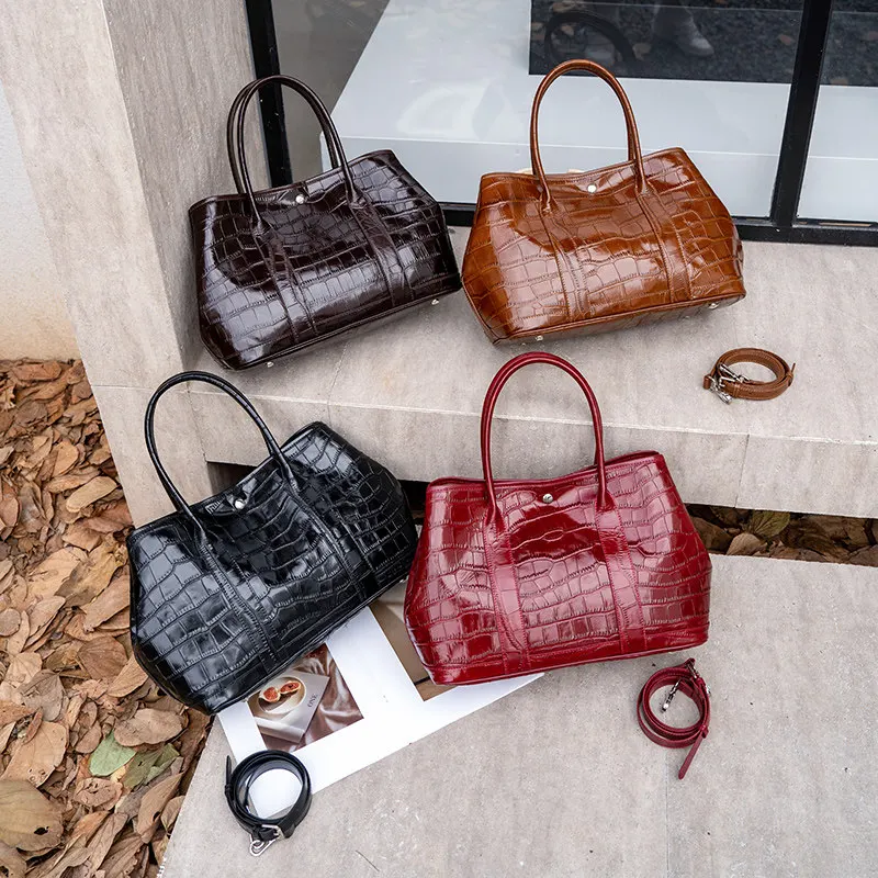 Bolso de mano Aidrani para mujer con estampado de piel de cocodrilo, bolso de cuero de vaca genuino con asa superior, bolso de diseño para llevar al hombro, ideal para el trabajo, la oficina, fiestas y el uso diario.