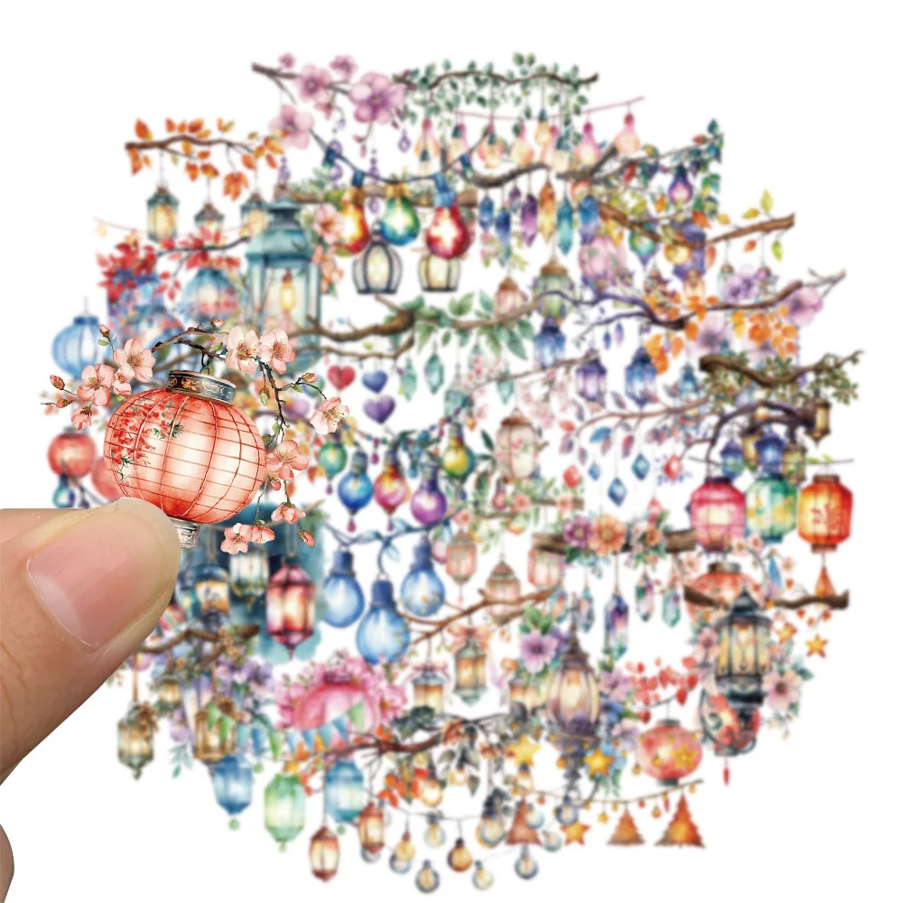 

10/50PCS Color Lantern Graffiti Stickers Chinese Style Cartoon Decoration DIY Laptop Phone Guitar Bike Transparent Decals Toys