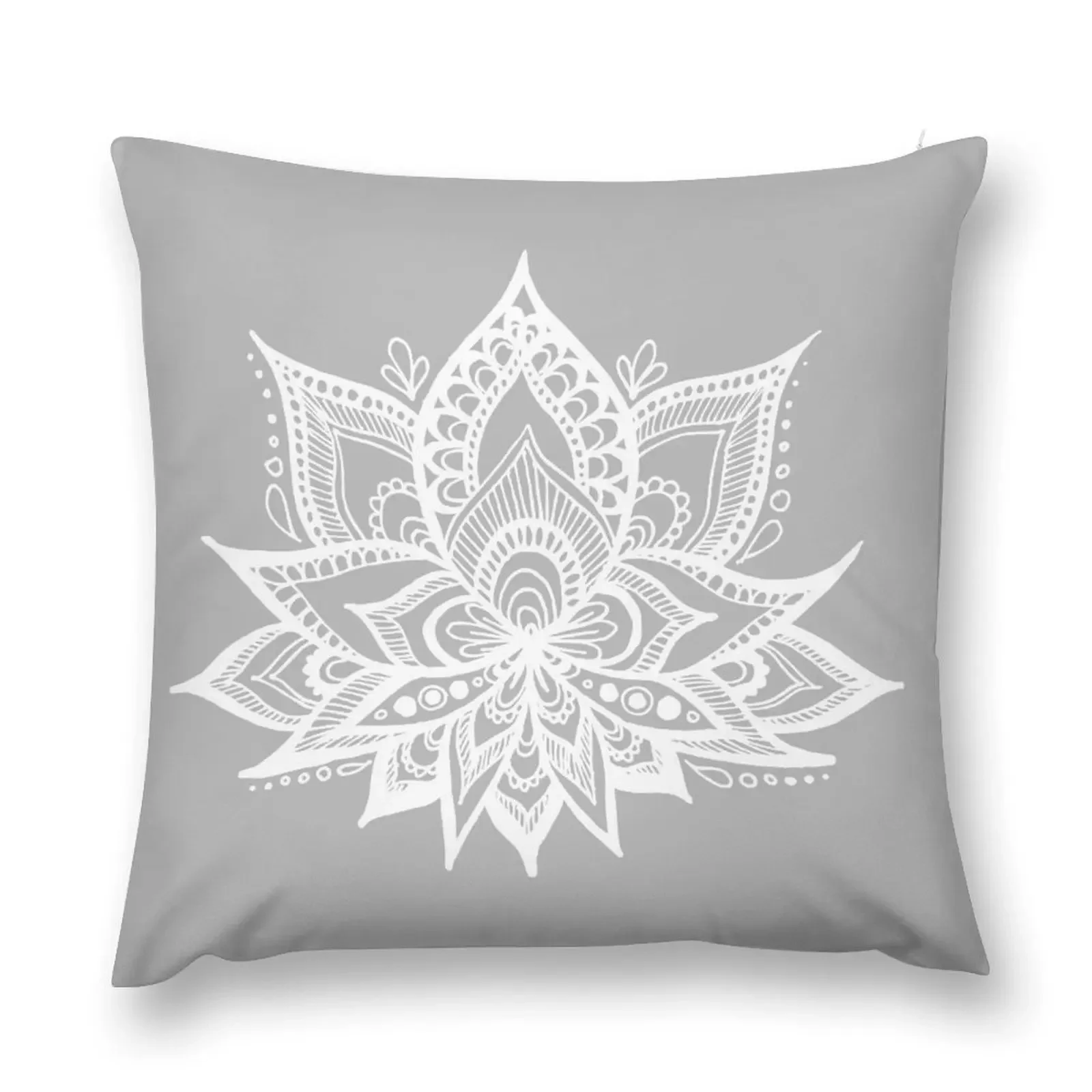 

Grey and White Lotus Flower Mandala Throw Pillow Pillowcase bed pillows Sofa Cushions Cover pillow