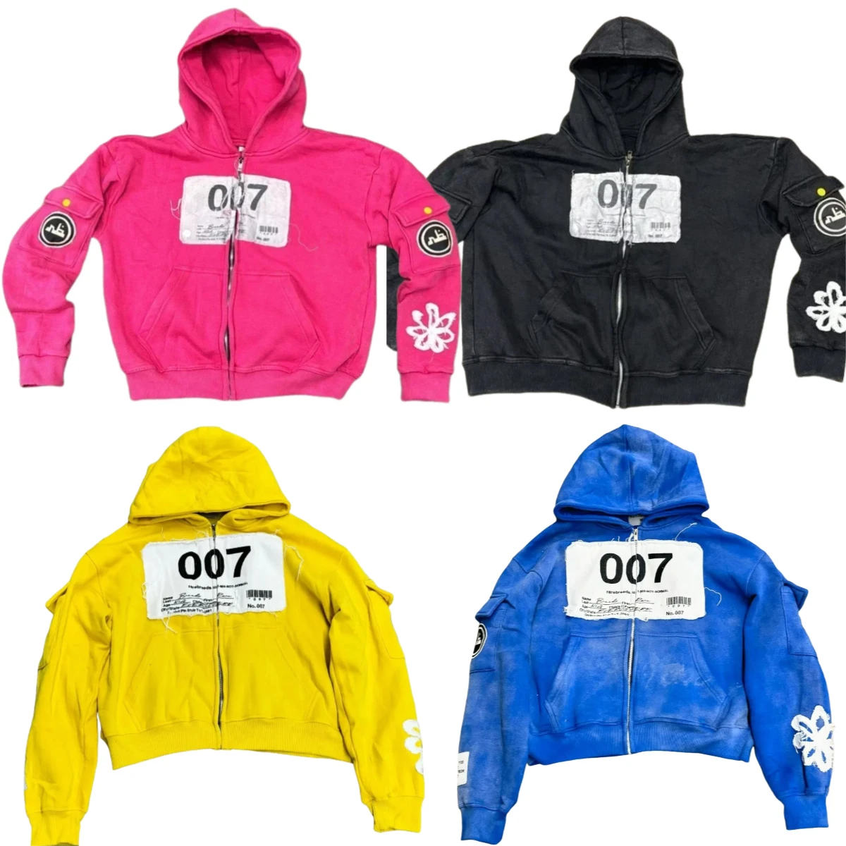 Harajuku Hip Hop New Fashion Patch Y2K Zip Up Hoodie Men Women Embroidery Oversized Hoodie Loose Casual Hoodie Jacket Streetwear