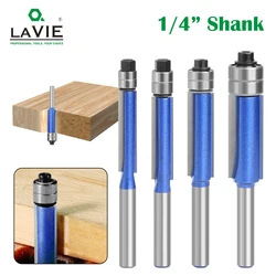 LAVIE 1PC 6.35MM Shank Double Bearing Flush Trim Bit Router Bit Woodworking Milling Cutter For Wood Bit Face Mill C07016B0630BL