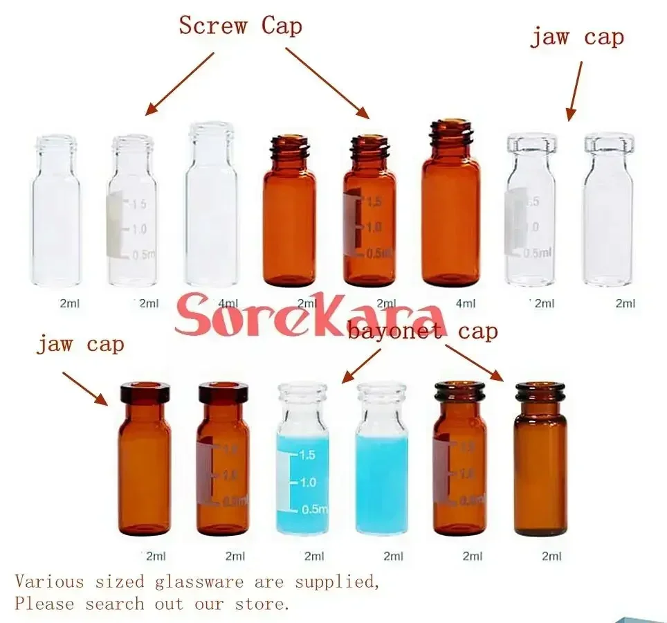 10pcs 2ml 4ml Clear/Brown Injection Glass Vial With Screw/Jaw/Bayonet Cap Transparent Liquid Medicine Glass Containers