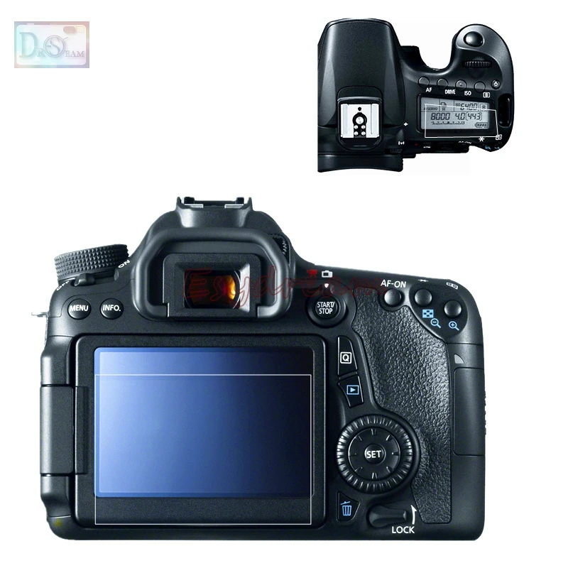 Self-adhesive Tempered Glass LCD Screen + Film Top Shoulder Info Protector Guard Cover for Canon EOS 70D 80D 90D Camera