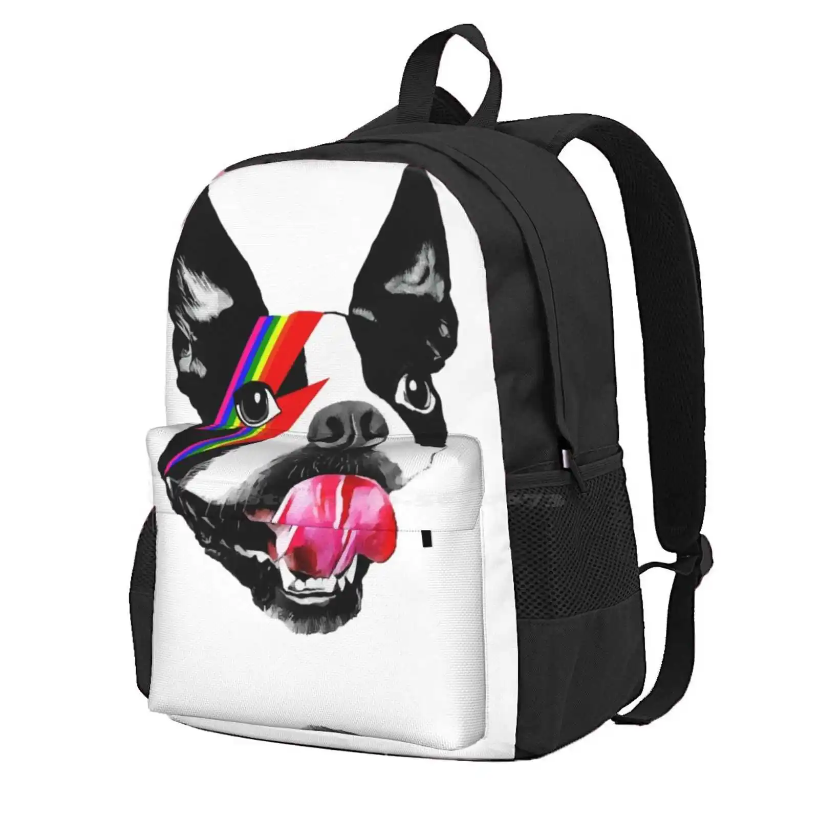 Happy Pride Zap Dog Hot Sale Schoolbag Backpack Fashion Bags Gay Pride Boston Terrier Puppy Lightning Bolt Zap Cute Dog Ziggy