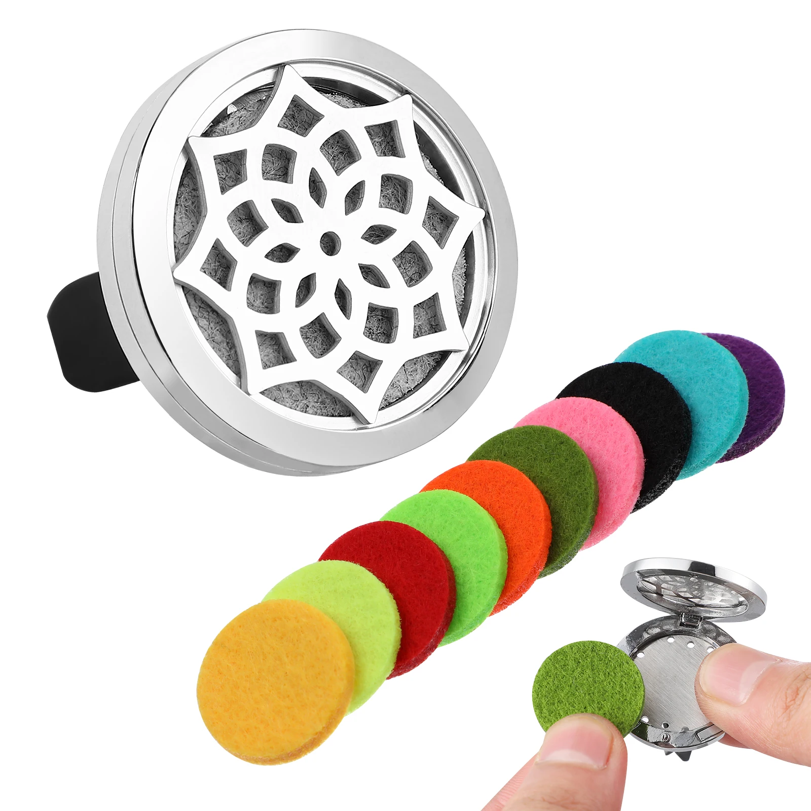 

Sunflower 10pcs Oil Diffuser Clip Stainless Steel Aromatherapy Freshener Car Room Washable Refillable Diffuser Clips Fragrance