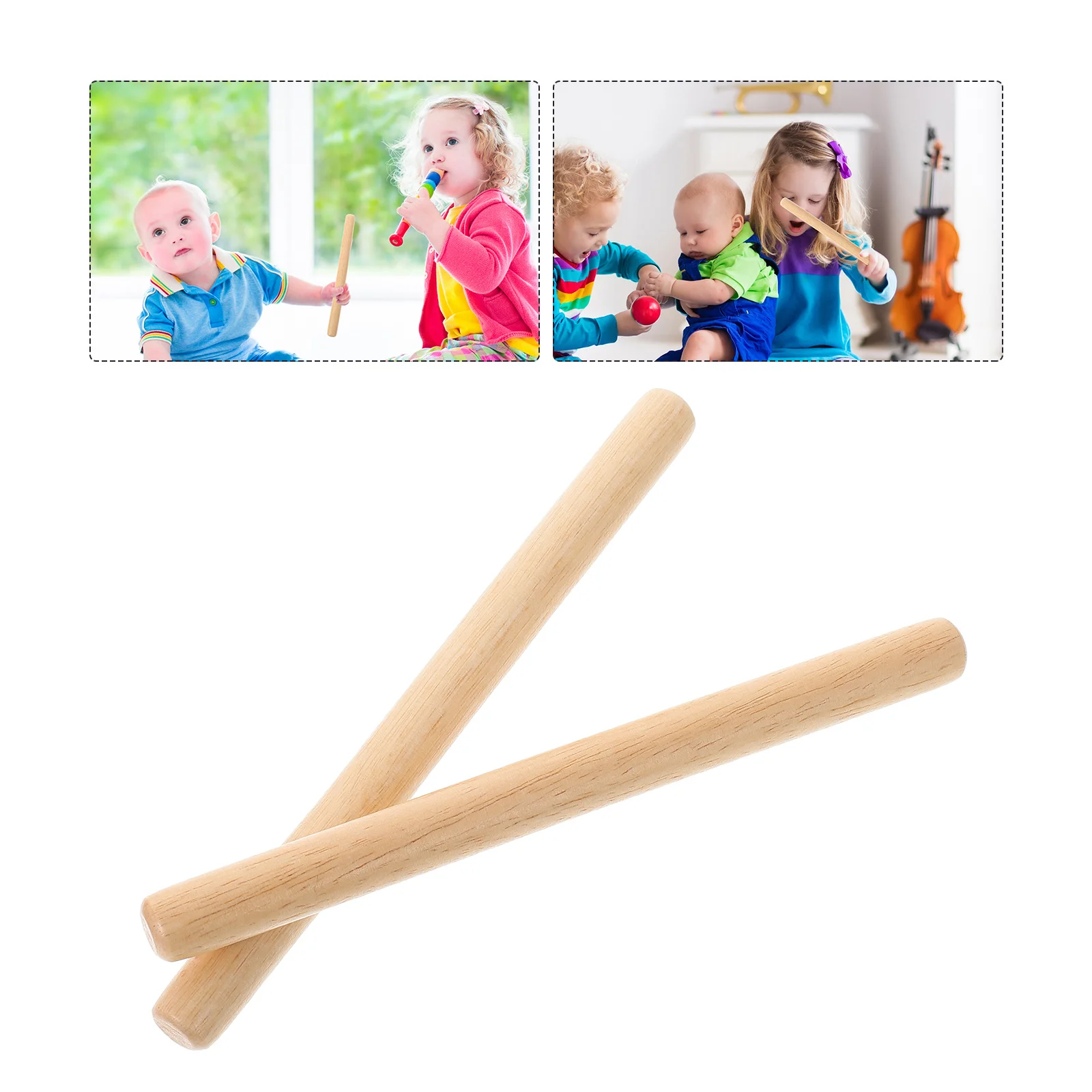 

2 Pcs Music Teaching Aids Toddler Toys Cute Baby Musical Instruments Wood Drums